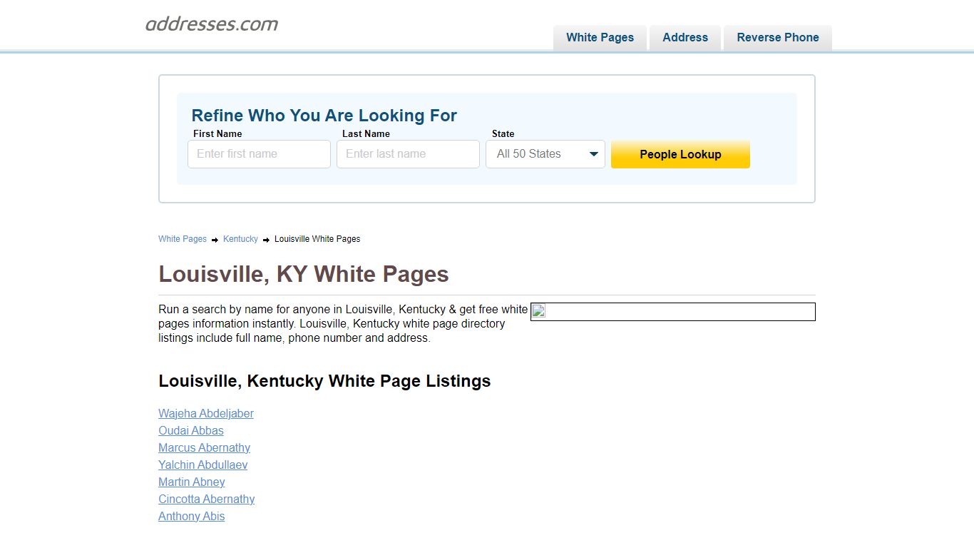 White Pages - Find People In | Addresses