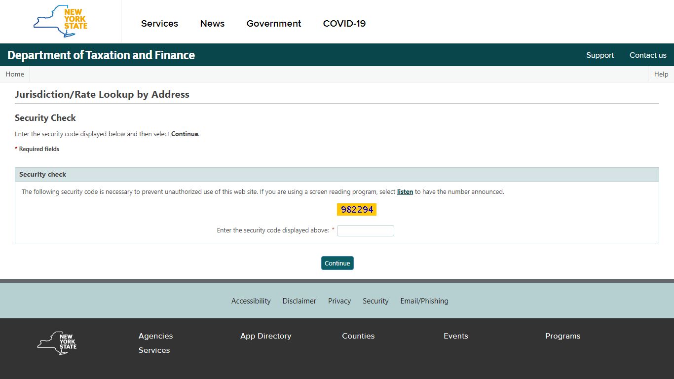 Jurisdiction/Rate Lookup by Address - Government of New York